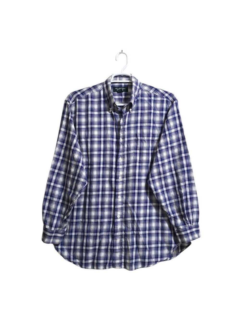 Brooks Brothers Country Club Plaid Egyptian Cotton Long Sleeve Button Down Sz XL